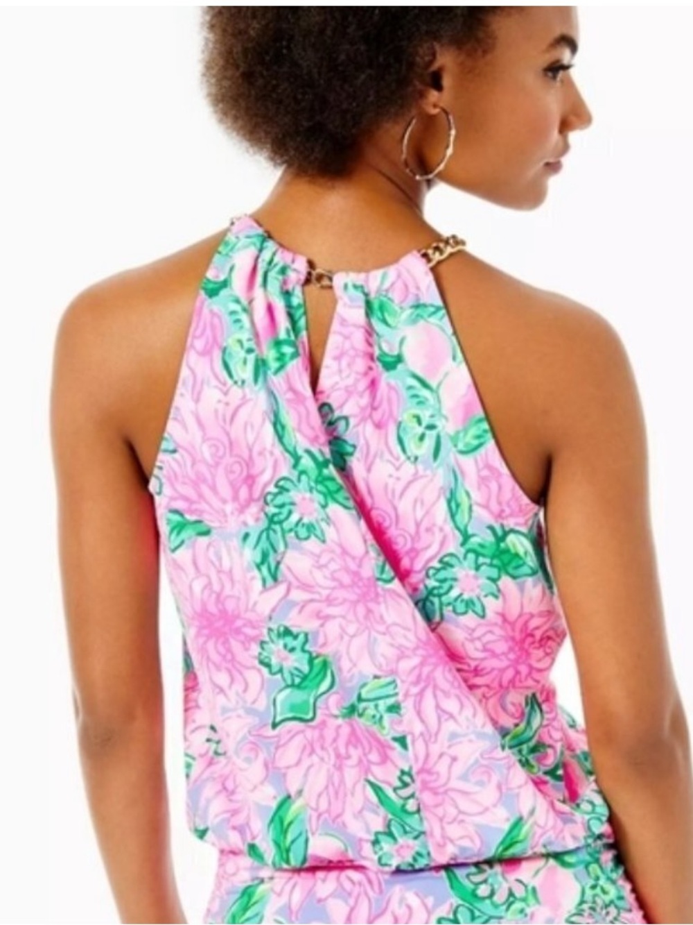 Lilly Pulitzer Pink & Green Floral Halter Camisole - Picture 3 of 10